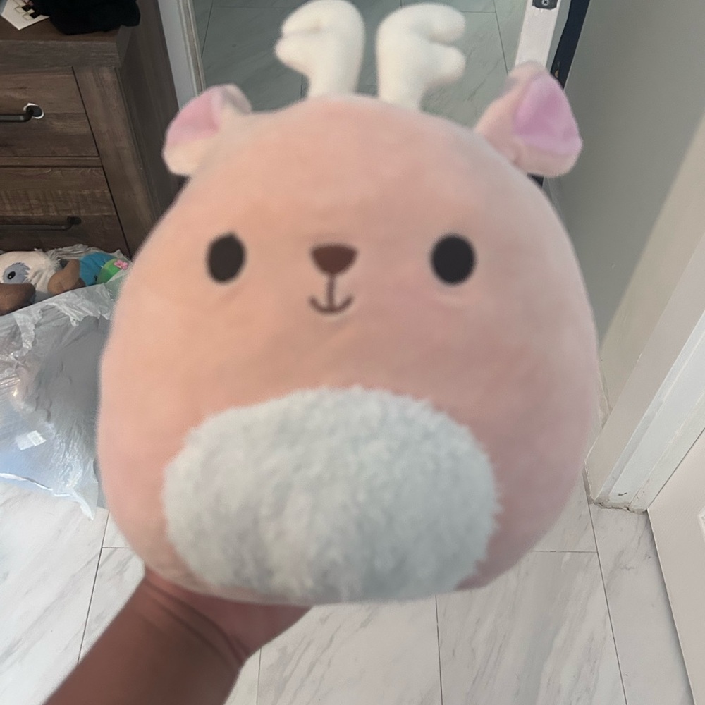 Squishmallows Pink and White Deer Stuffed Animal!